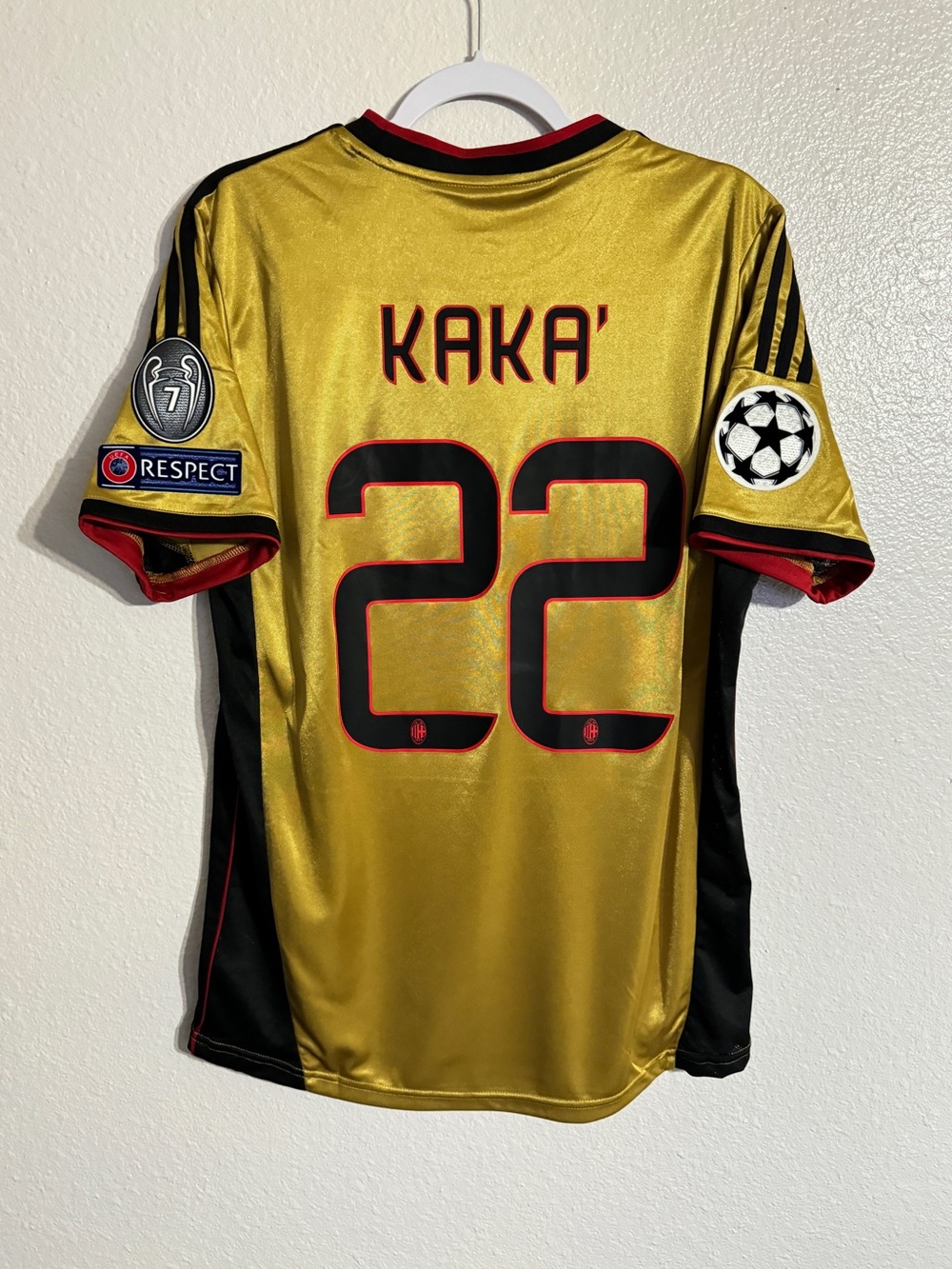 Vintage Ac Milan 2013/2014 Kaka UCL third gold soccer jersey